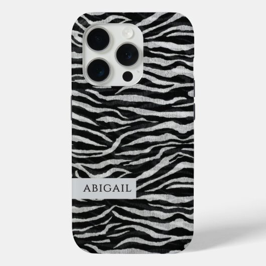 Monochrome Animal Print and Name Case-Mate iPhone Case (Achterkant)