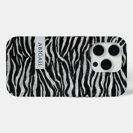 Monochrome Animal Print and Name Case-Mate iPhone Case (Achterkant (horizontaal))