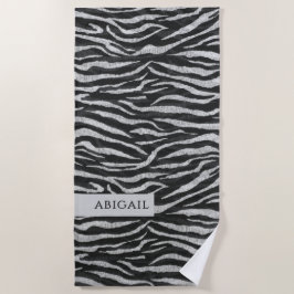 Monochrome Animal Print and Name Strandlaken