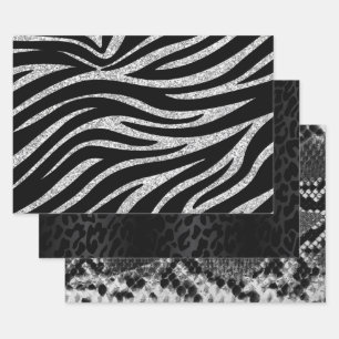 Monochrome Animal Print Collectie Inpakpapier Vel