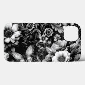 Monochrome Antiek Bloemen met Vlinders Case-Mate iPhone Case (Achterkant (horizontaal))