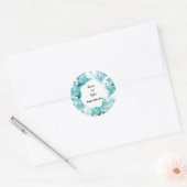 Monochrome Aqua Trouwkrans Sticker (Envelop)