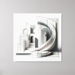 Monochrome Architectural Flow Canvas Afdruk