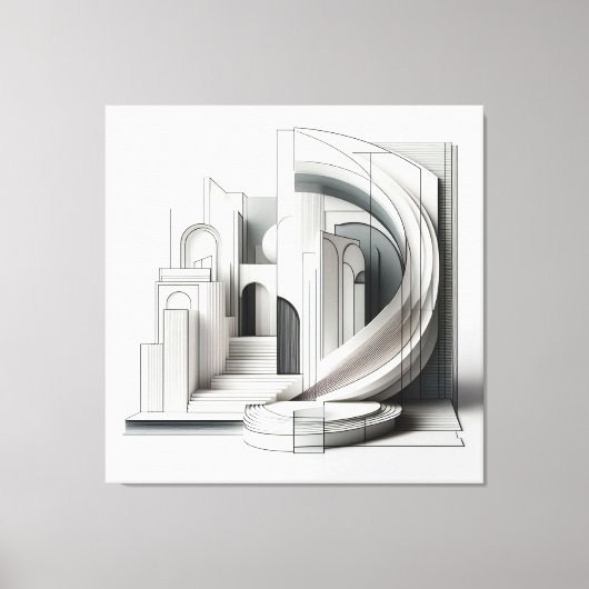 Monochrome Architectural Flow Canvas Afdruk (Voorkant)