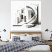 Monochrome Architectural Flow Canvas Afdruk (Insitu (Slaapkamer))