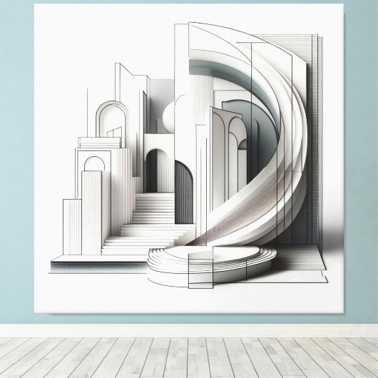 Monochrome Architectural Flow Canvas Afdruk (Insitu (Houten vloer))