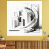 Monochrome Architectural Flow Canvas Afdruk (Insitu (Woonkamer))