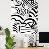 Monochrome art Deco Design. Poster (Thuiskantoor)