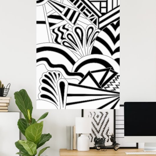 Monochrome art Deco Design. Poster (Thuiskantoor)