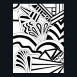 Monochrome art Deco Design. Poster<br><div class="desc">Een zwart-wit abstract patroonontwerp met een tekendecostijl. Een stijlvol design met een retro-look. Dit afbeelding heeft grijze lijnen met zwarte en witte vormen.</div>