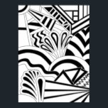 Monochrome art Deco Design. Poster<br><div class="desc">Een zwart-wit abstract patroonontwerp met een tekendecostijl. Een stijlvol design met een retro-look. Dit afbeelding heeft grijze lijnen met zwarte en witte vormen.</div>