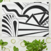 Monochrome art Deco Design. Theedoek (Gevouwen)