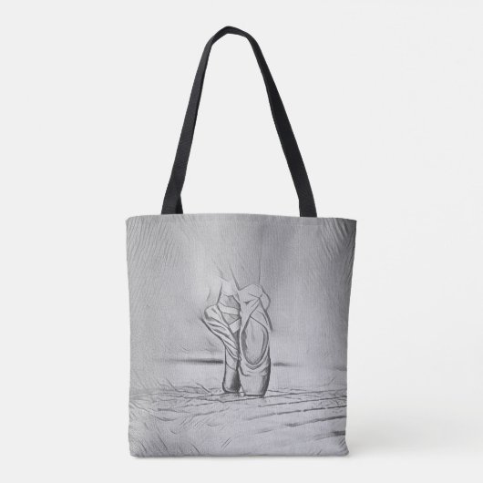 Monochrome balletschoenen balletvoeten tote bag (Achterkant)