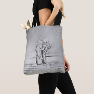 Monochrome balletschoenen balletvoeten tote bag