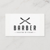 Monochrome Barber Shop Cut & Shave Visitekaartje (Voorkant)