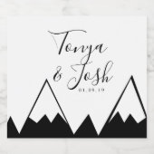 Monochrome bergen bovenlandhuwelijk likeurfles etiket (Enkel label)