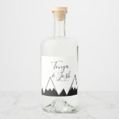 Monochrome bergen bovenlandhuwelijk likeurfles etiket (Voorkant)