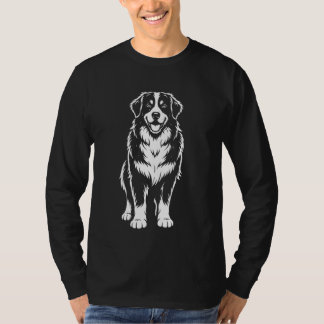 Monochrome Berner Sennenhond Zittend Lijn Kunst D T-shirt