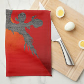 Monochrome Bhutan Flag Theedoek (Quarter Fold)