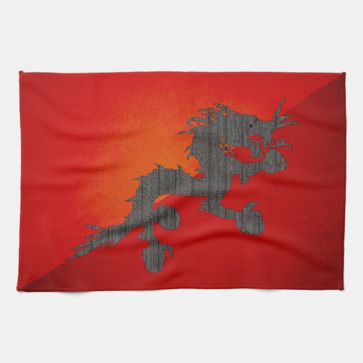 Monochrome Bhutan Flag Theedoek (Horizontaal)