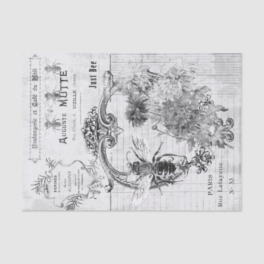 Monochrome bijentypografie tissuepapier (Voorkant)