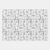 Monochrome Birthday Pattern Inpakpapier Vel (Voorkant 3)