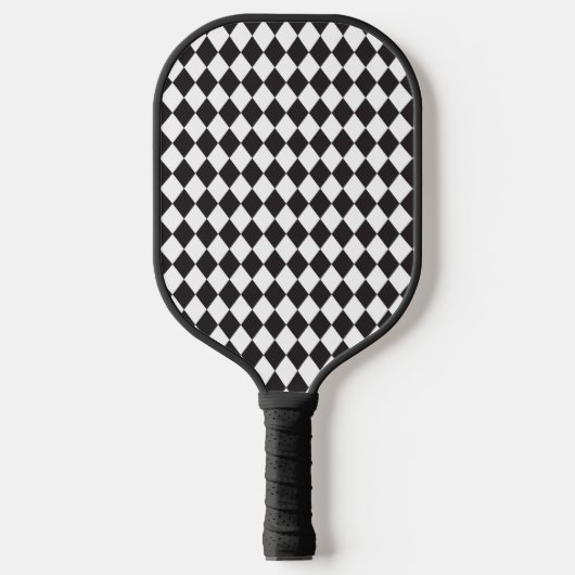 Monochrome Black And White Argyle Pickleball Paddle (Voorkant)