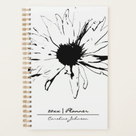 Monochrome Black and White Daisy Sketch 2026 Planner