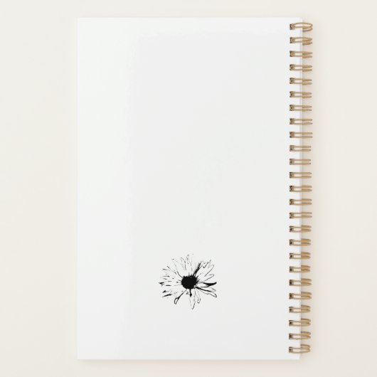 Monochrome Black and White Daisy Sketch 2026 Planner (Achterkant)