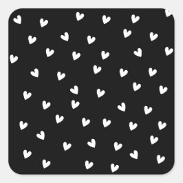 Monochrome Black and White Heart Pattern Vierkante Sticker