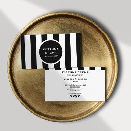 Monochrome Black & White Stripes Classic Marketing Visitekaartje