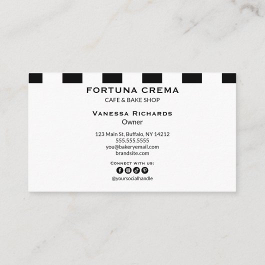 Monochrome Black & White Stripes Classic Marketing Visitekaartje (Achterkant)
