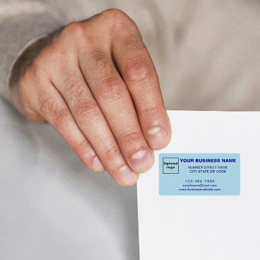 Monochrome Blauw Bedrijfs Merk op Adresetiket Etiket