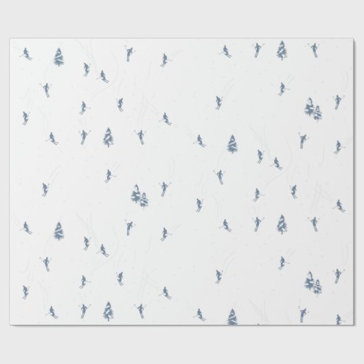 Monochrome blauwe alpiene skiers die kerstmis eten cadeaupapier (Vlak)