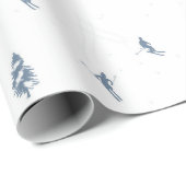 Monochrome blauwe alpiene skiers die kerstmis eten cadeaupapier (Rol Hoek)