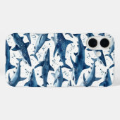Monochrome blauwe aquarel haaienoceaan Case-Mate iPhone case (Achterkant (horizontaal))