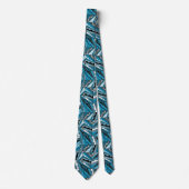 Monochrome blauwe etnische ornament. stropdas (Voorkant)
