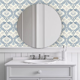 Monochrome Blauwe Krans Behang