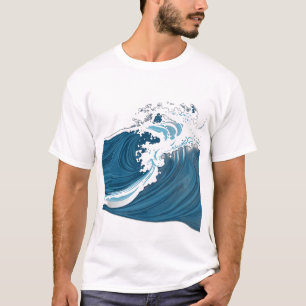monochrome blauwe oceaangolven t-shirt