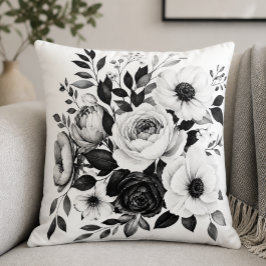 Monochrome Bloem Kussen