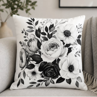 Monochrome Bloem Kussen