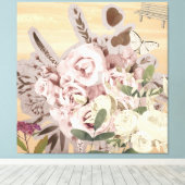 Monochrome bloemachtergrond canvas afdruk (Insitu (Houten vloer))