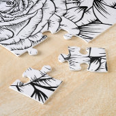 Monochrome Bloemblad Grace – Minimalistische Bloem Legpuzzel (Zijkant)