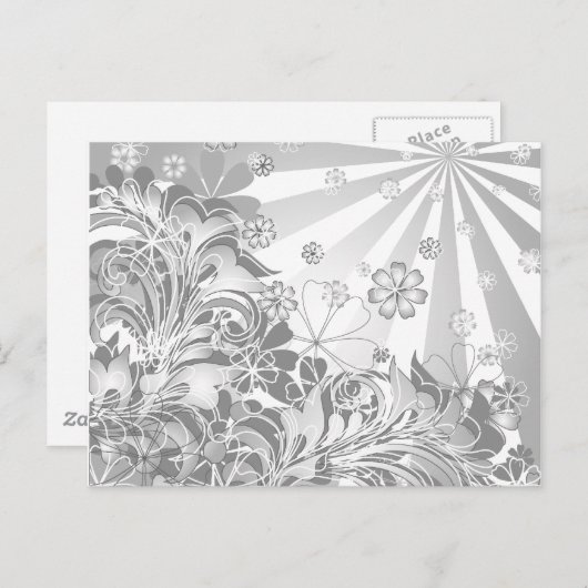 monochrome bloemen briefkaart (Voorkant / Achterkant)