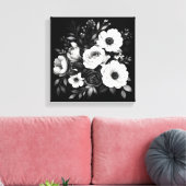 Monochrome Bloemen  Canvas Afdruk (Insitu (Woonkamer))