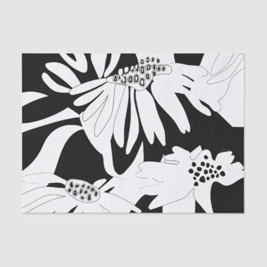 Monochrome Bloemen Decoupage Weefsel / verpakking Tissuepapier (Voorkant)