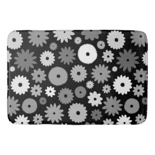 Monochrome Bloemen Groot Patroon Badmat