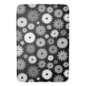 Monochrome Bloemen Groot Patroon Badmat (Voorkant Verticaal)