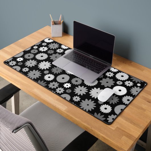 Monochrome Bloemen Groot Patroon Bureaumat (Kantoor 2)