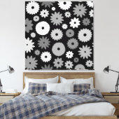 Monochrome Bloemen Groot Patroon Canvas Afdruk (Insitu (Slaapkamer))